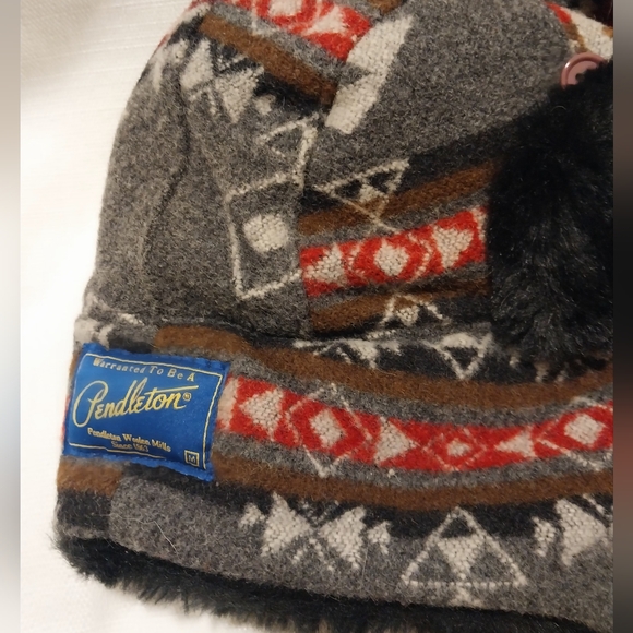 Pendleton 100% Wool Southwest Design Faux Fur Lined Trapper Hat main image 6
